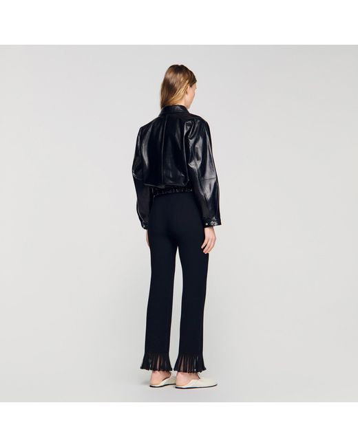 Sandro Blue Lamb Leather Jacket