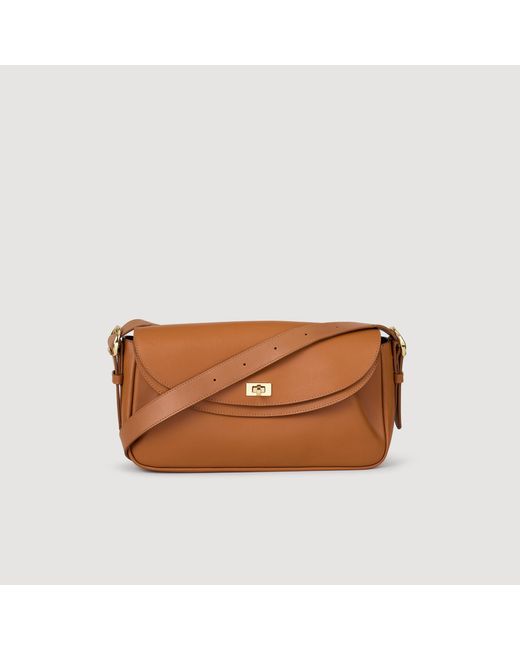 Sandro Brown Le Mambo Plain Leather Bag