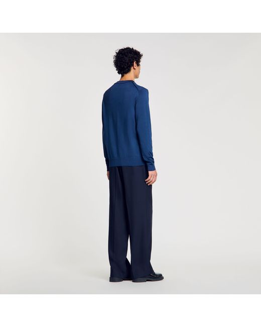Sandro Blue Fine Knit Jumper for men