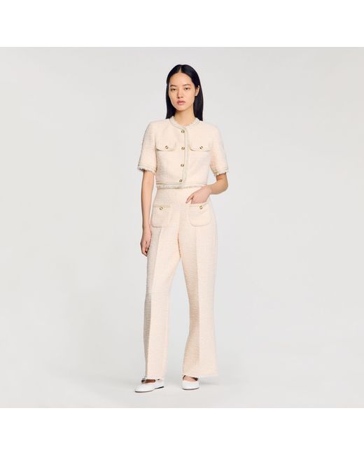 Sandro Natural Decorative Tweed Trousers