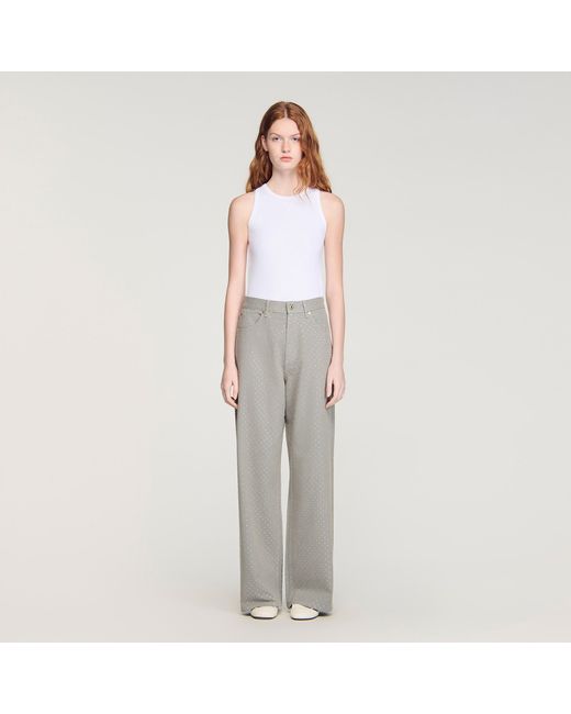 Sandro Gray Rhinestone-Embellished Jeans