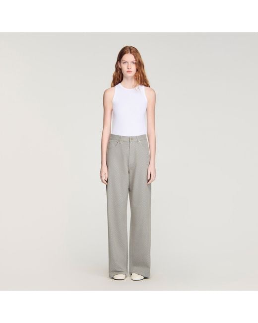 Sandro Gray Rhinestone-Embellished Jeans