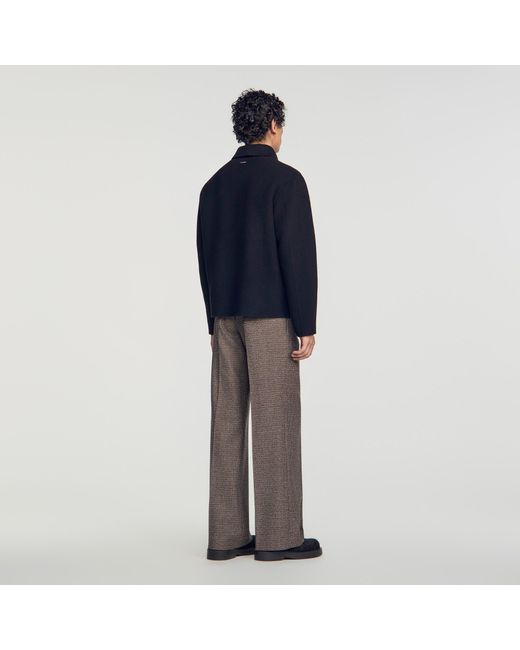 Sandro Blue Wool Zip-Up Jacket for men