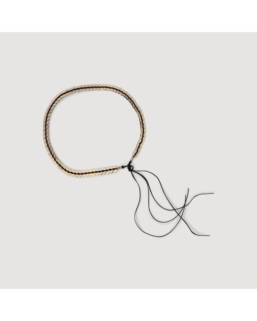 Sandro Metallic Jewellery Belt With Leather Tie