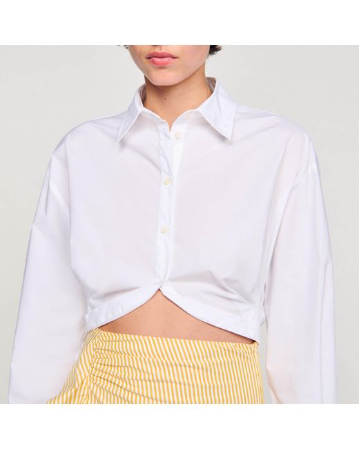 Sandro Natural Cropped Shirt With Twist