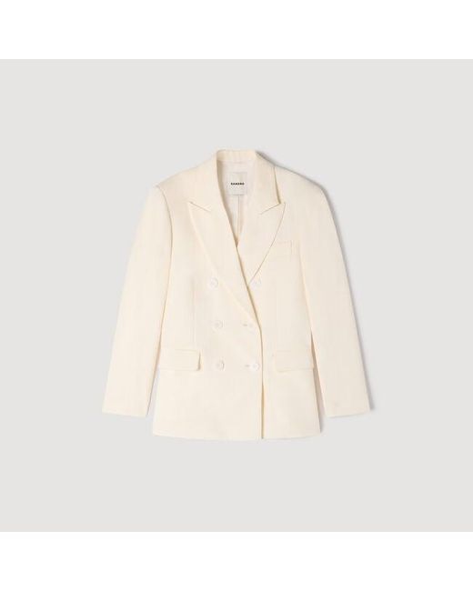 Sandro Natural Double-Breasted Suit Jacket