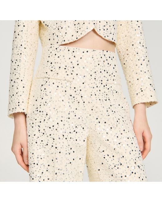 Sandro Natural Geometric Sequin Trousers