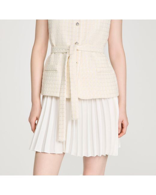 Sandro Natural Two-Material Short Dress