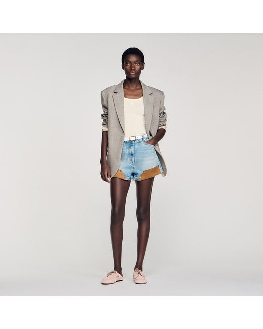 Sandro Blue Ribbed Vest Top