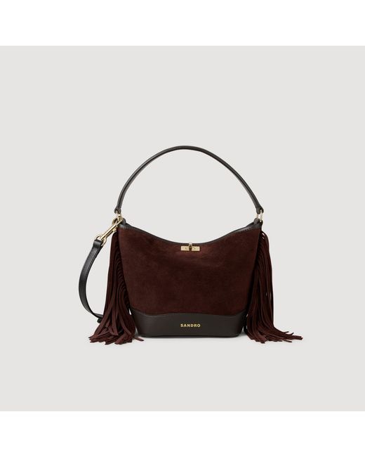 Sandro Brown Fringed Suede Tangoso Bag
