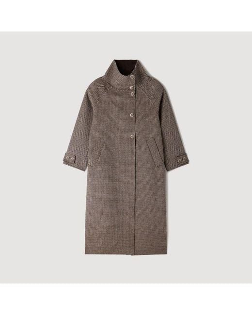Sandro Multicolor Oversized Check Coat