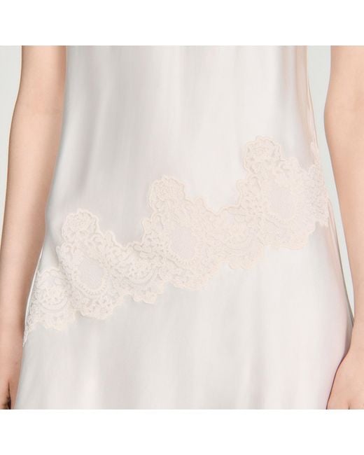 Sandro White Asymmetric Satin-Effect Dress