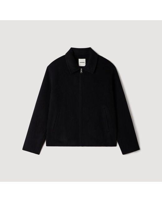 Sandro Blue Wool Zip-Up Jacket for men