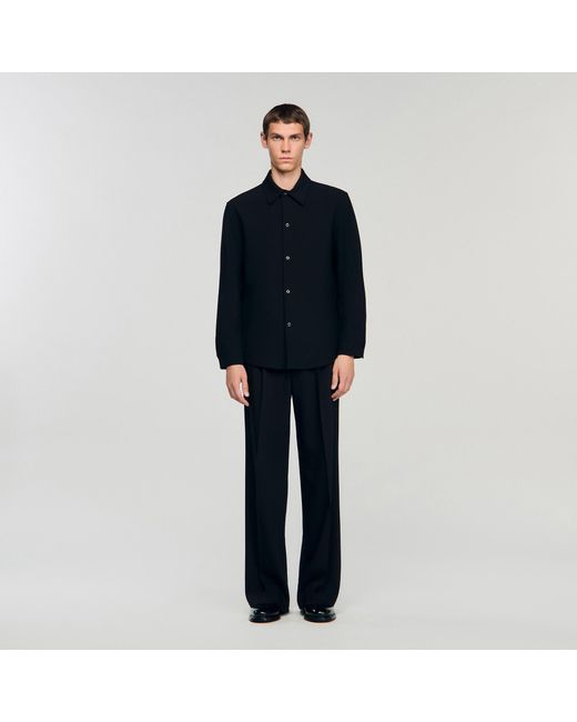Sandro Blue Long-Sleeved Jersey Shirt for men