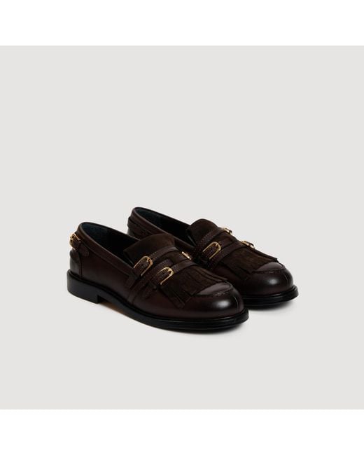 Sandro Black Buckle Loafers