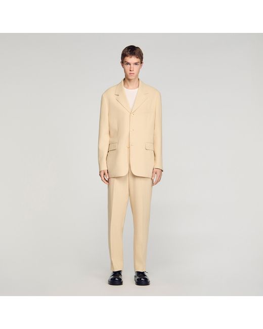 Sandro Natural Oversized Linen Suit Jacket for men