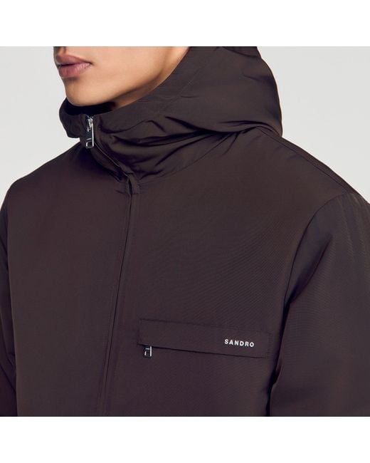 Sandro Blue Hooded Zip-Up Jacket for men