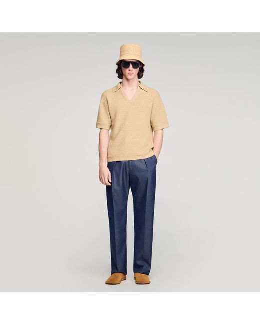 Polo effet jute Sandro pour homme en coloris Blue