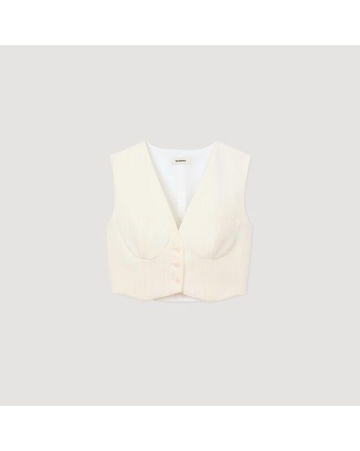 Sandro White Sequin Cropped Jacket