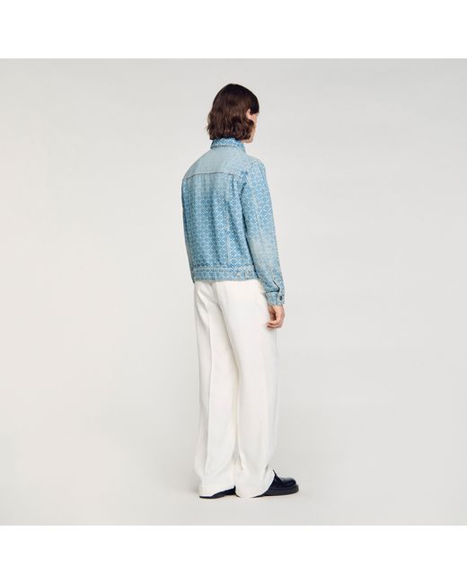 Sandro Blue Square Cross Denim Jacket for men