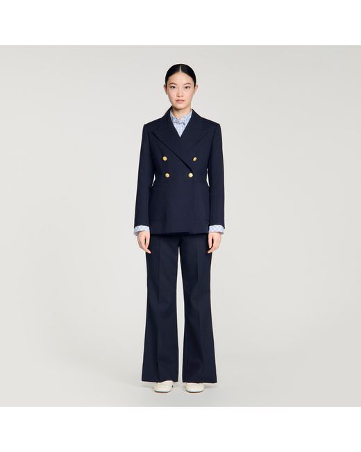 Sandro Blue Slim-Fit Wool Suit Jacket