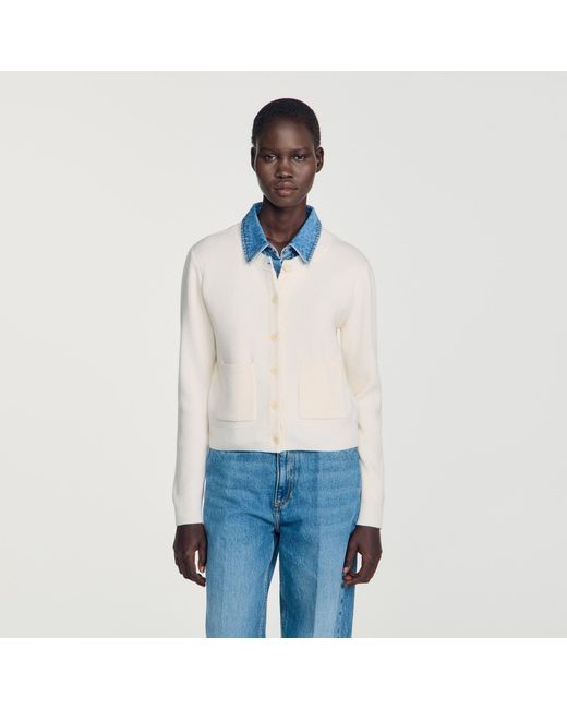 Sandro Blue 2-In-1 Effect Cardigan