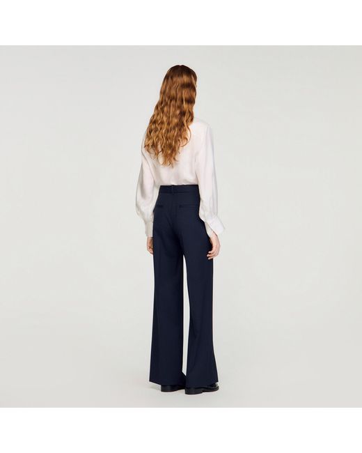 Sandro Blue Chalk-Striped Trousers