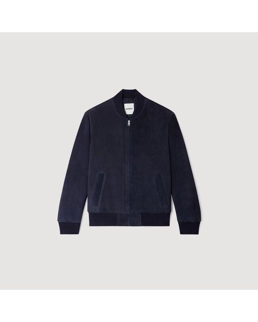 Sandro Blue Suede Zip-Up Jacket for men