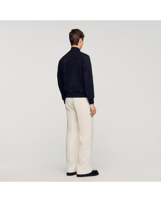 Sandro Blue Suede Zip-Up Jacket for men