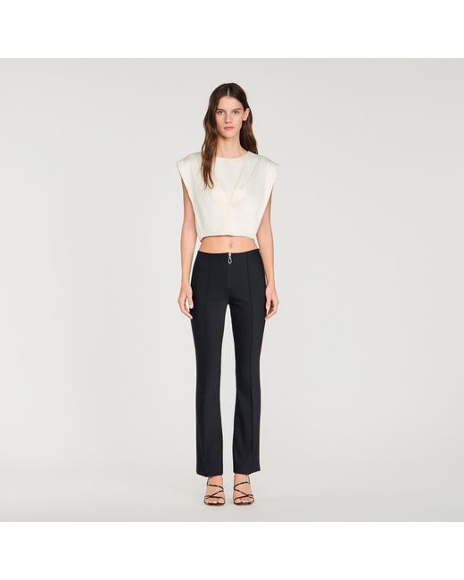 Sandro Black Pleat And Zip Trousers