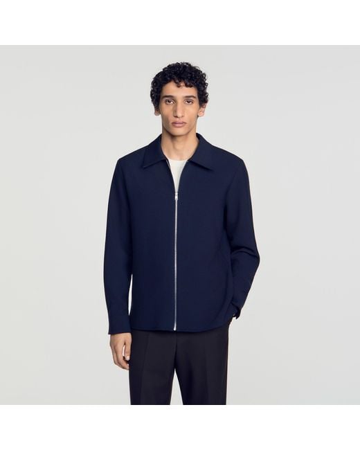 Sandro Blue Zipped Shirt for men