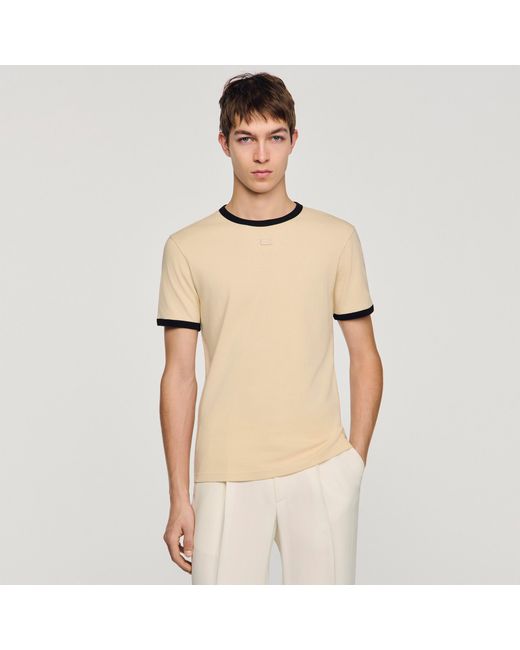 Sandro Natural Two-Tone Patch T-Shirt for men