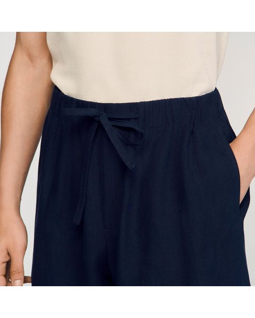 Sandro Blue Elastic Waist Linen Shorts for men
