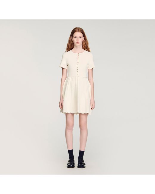 Sandro Natural Pointelle Knit Short Dress