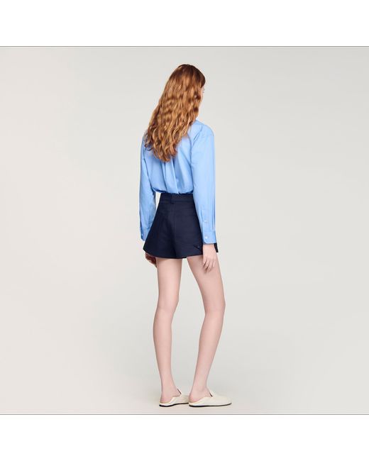 Sandro Blue Embroidered Cotton Shorts