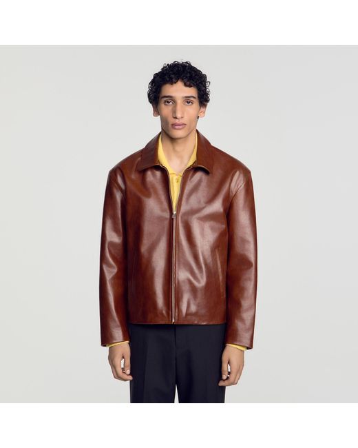 Sandro Blue Leather Jacket for men