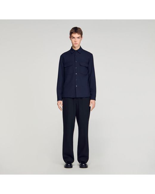 Sandro Blue Patch Pocket Shirt for men