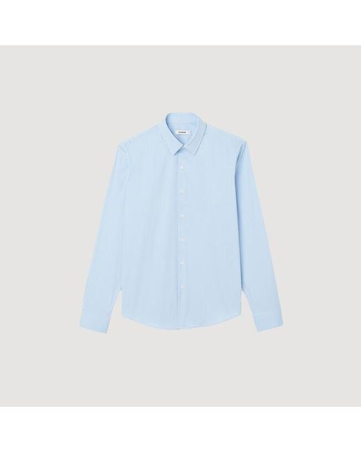 Sandro Blue Fitted Stretch Cotton Shirt for men