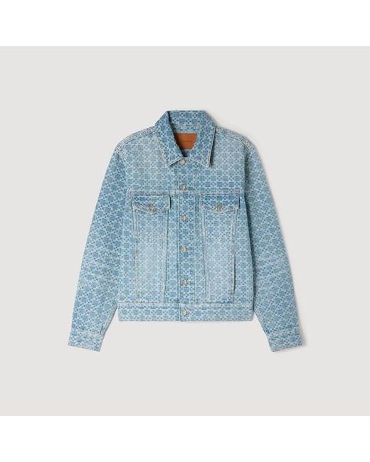 Sandro Blue Square Cross Denim Jacket for men
