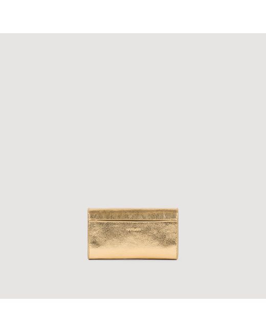 Sandro Natural Mambo Metallic Leather Clutch