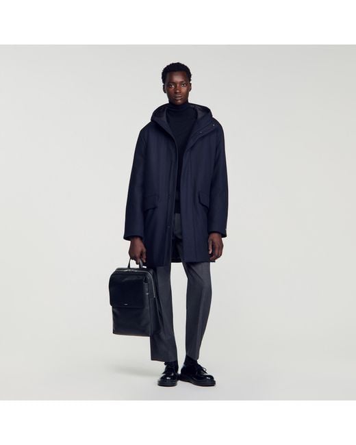 Sandro Black Reconstituted Leather Rucksack for men