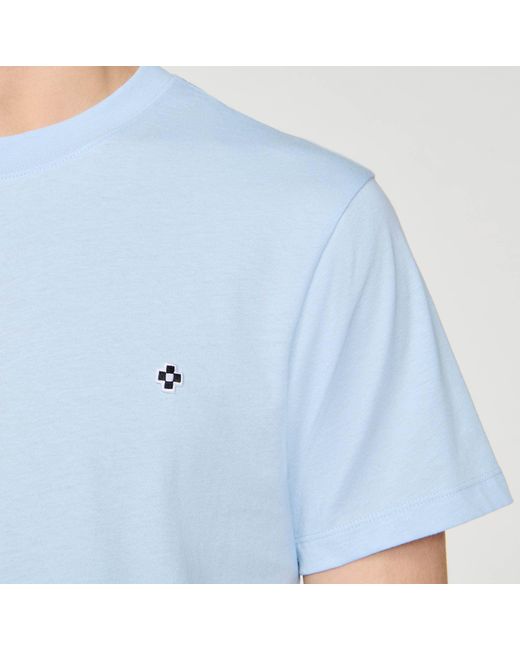 Sandro Blue T-Shirt With Square Cross Patch for men