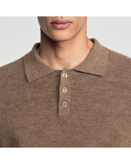 Sandro Blue Alpaca Polo Shirt for men