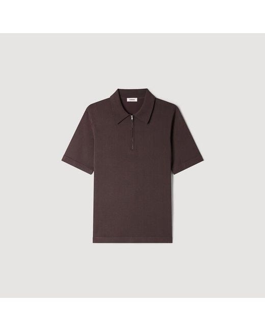 Sandro Blue Zip-Up Knit Polo Shirt for men
