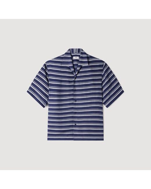 Sandro Blue Striped Boat Neck Shirt for men