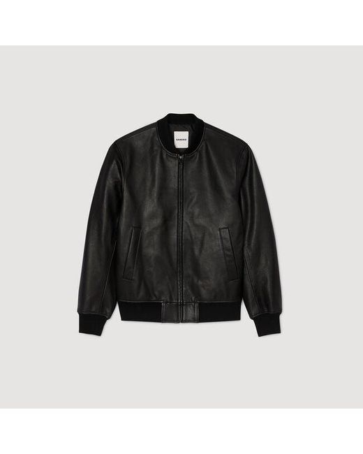 Sandro Black Leather Jacket for men
