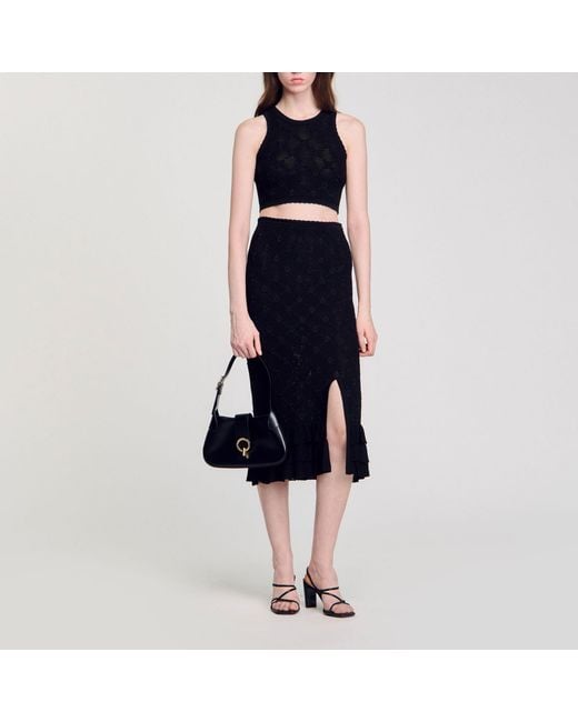 Sandro Blue Decorative Knit Top