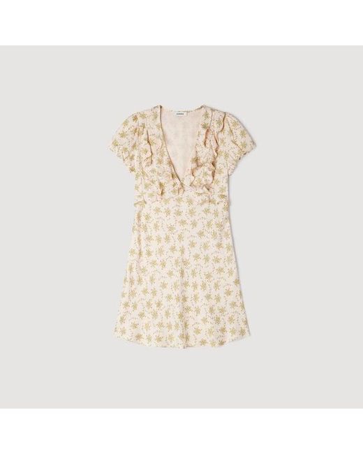 Sandro Natural Floral Print Short Dress