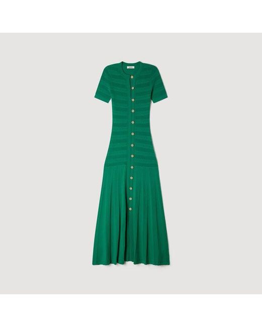 Sandro Green Knit Maxi Dress