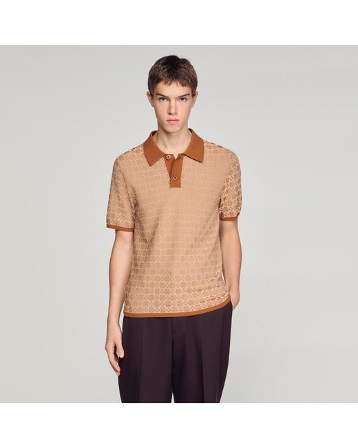 Sandro Blue Square Cross Polo Shirt for men